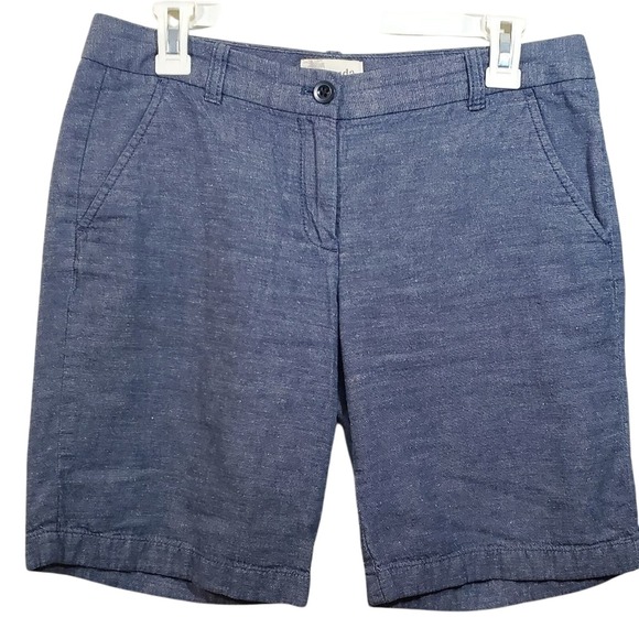 J. Crew Women's Chambray Blue Casual Shorts Classic Fit Bermuda Size 4 - Picture 1 of 7